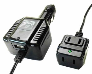 ウイルコム インバーター 車用 シガーソケット ダイレクト 20W AC2口+USB DC12V/AC100V AEM033