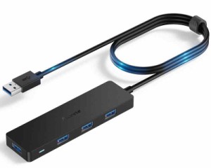 Aceele USB ハブ 4 USB ポート USB 3.0 ウルトラスリム ハブ 60cm 延長ケーブル 在宅勤務 (4ポート)