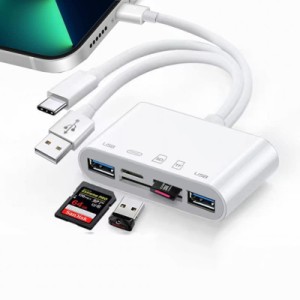 USB C SDカードリーダー カードリーダー 相互転送 SD/TFカードと互換性のあるポータブルカードリーダー に適用するiPhone/iPad/Android/M