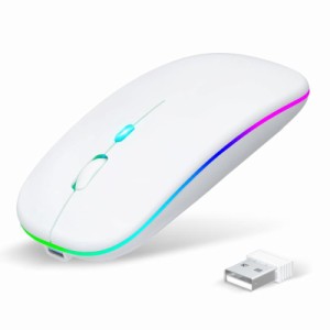【Type-C充電式】 マウス Bluetooth5.2 無線 ワイヤレス 静音 瞬時接続 超薄型 小型 高感度 USB充電式 2.4GHz 3段階DPI切替 7色ライト付 