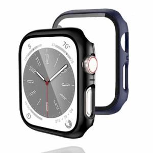 colaxuyi スマートウォッチ用 アクセサリー 41mm&45mm用 (45mm, ブラック+ブルー)