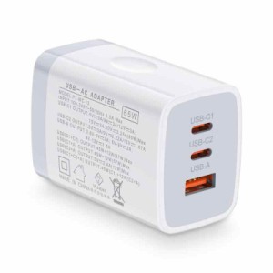 65W usb-c 充電器 usb コンセント Type-C 急速充電器 3ポート/USB-C*2とUSB-A*1 GaN 充電器【PSE 技術基準適合/PD/PPS規格対応】急速充電