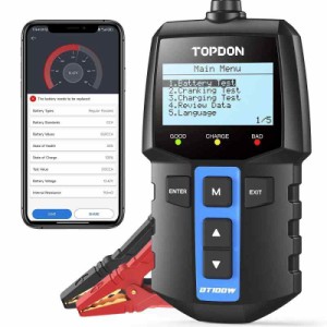 TOPDON BT100W バッテリーテスター、2イン1カーバッテリーチェッカー、100-2000 CCA 、オルタネーターテスター、デジタルバッテリー負荷