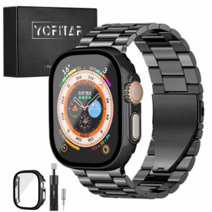 YOFITAR for Apple Watch バンド 保護ケース-H0322 (ブラック, 49mm)