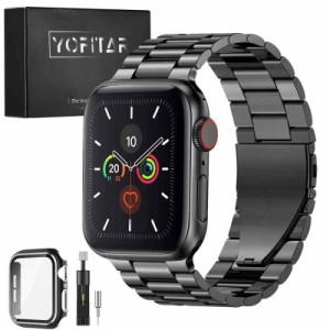 YOFITAR for Apple Watch バンド 保護ケース-H0322 (44mm, ブラックとシルバー)