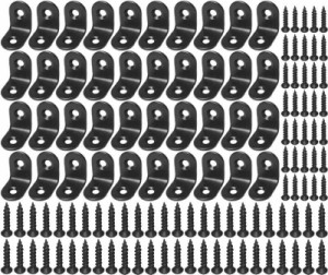 NZCMYX l字金具 黒 棚受け金具 ステンレス鋼L字型ブラケット40個 ネジ付き 直角ブラケット (20×20×16mm)