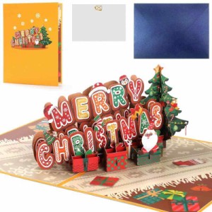 WD&CD 立体バースデーカード 誕生日カード メッセージカード 立体 カード 封筒付き 3D ポップアップカード birthday card (Merry Christm