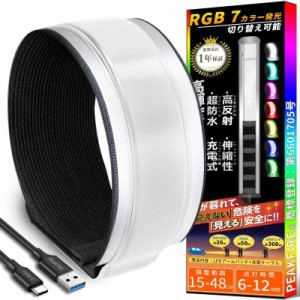 PEAKFIRE ランニングライト 7カラーチェンジ RGB LEDアームバンド TYPE-C充電式 IPX5防水 360°反射バンド ジョギング ウォーキング マラ