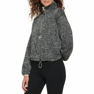 DKNY Womens Half Zip Sweater Fleece Jacket BLK Heather X-Large