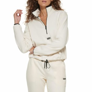 DKNY Womens Sport Half Zip Sweater Fleece Jacket Snow X-Large
