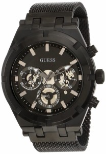 GUESS メンズ 44.0mm 腕時計 - ブラックブレスレット ブラックダイヤル ブラックケース ブラッ
