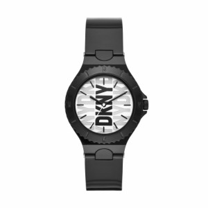 DKNY Womens Chambers Quartz Nylon and Silicone Three-Hand Casual Watch Color Black Model NY6645