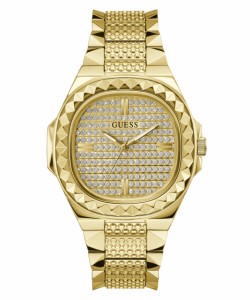 GUESS メンズ 42mm 腕時計 - ゴールドトーンブレスレット シャンパンダイヤル ゴールドトーンケ