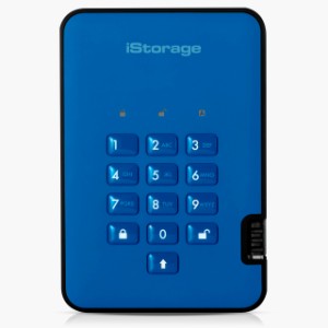 iStorage diskAshur2 HDD 500GBブルー-安全なポータブルハードドライブ-パスワード保護防塵防水