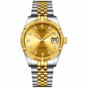 BUREIメンズ腕時計自動腕時計スクラッチ耐性合成サファイアガラス日付表示付きステンレスス