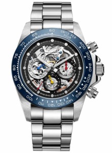 LOREO メンズ 腕時計 自動巻き 機械式 スケルトン ブルー ブラック並行輸入品