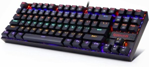 Redragon K552 Mechanical Gaming Keyboard Rainbow LED Backlit Wired with Anti-Dust Proof Switches for Windows PC Black 87 Ke