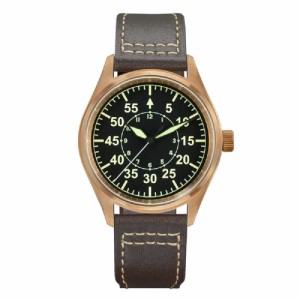 San Martin 39mm 20Bar SN030-Q Men Automatic Mechanical Diver Watch YN55A Luminous Leather Strap Pilot Watch Bronze並行輸