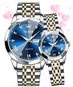 OLEVS Couple Watches His and Her Watch Set Men and Women Watches Business Analog Quartz Stainless Steel Waterproof Luminous D