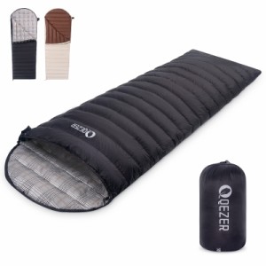 QEZER Down Sleeping Bags for Adults Teens 36-55 600 Fill Power Backpacking Sleeping Bag Ultralight Sleeping Bag with Com