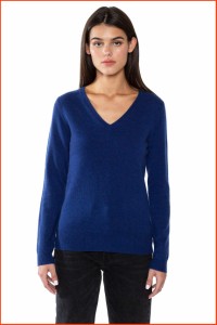 並行輸入品JENNIE LIU Womens 100 Pure Cashmere Long Sleeve Pullover V Neck Sweater BlueMedium