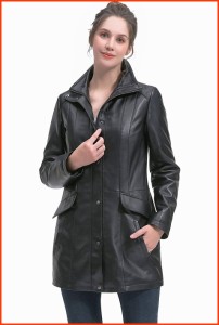並行輸入品BGSD Women Imani Lambskin Leather Coat Also available in Plus Size  Petite Black Large