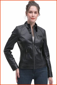 並行輸入品BGSD Women Casey Lambskin Leather Jacket Also available in Plus Size  Petite Black X-Large Petite
