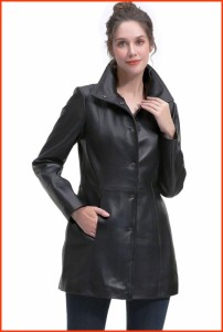 並行輸入品BGSD Women Rosie Lambskin Leather Coat Also available in Plus Size  Petite Black Medium