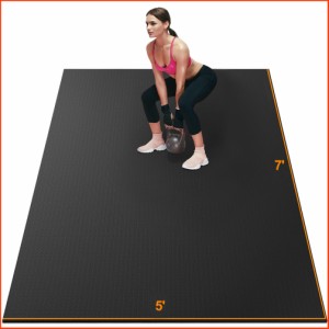 並行輸入品Large Exercise Mat 7 x 5 ft 7mm Thick Premium Ultra-Durable Non-Slip Workout Mat for Home Gym Flooring Ideal 