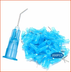 並行輸入品200Pkg. Pre-Bent applicator Tips 25 Gauge Blue Etchants Dental PreBent Flow Dispensing Needle Etchants Tips fo