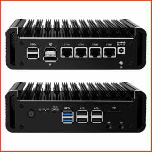 並行輸入品Glovary Firewall Mini PC Quad Core N100 DDR5 16GB RAM 1TB NVMe SSD 4 x 2.5GbE i226V LAN Fanless Ethernet Com