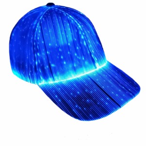 送料無料Ruconla Fiber Optic Cap LED hat with 7 Colors Luminous Glowing EDC Baseball Hats USB Charging Light up caps Even 