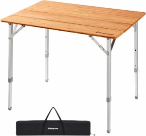 送料無料KingCamp 竹製キャンプテーブル 環境に優しい折りたたみテーブル 高さ調節可能なアル