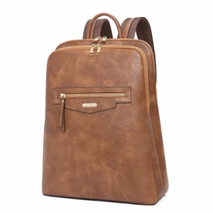 送料無料CLUCI Leather Laptop Backpack for Women 15.6 inch Computer Bag Travel Business Daypack Rough Brown並行輸入品