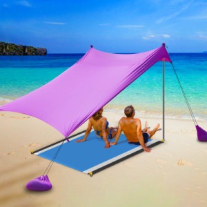 送料無料Beach Tent Sun Shade with UPF50 UV Protection Beach Shade Windproof Design Portable Family Tent with 4 Sandbags 
