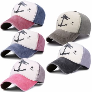 送料無料2 PC Embroidered Anchor Baseball Hat Retro Captain Fishing Sailing Dad Cap Adjustbale Back Strap 5 Pack - Prin