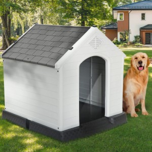 送料無料プラスチック ドッグハウス 屋内 屋外 犬小屋 大型犬用 ペットシェルター 通気孔付