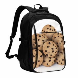 送料無料BAFAFA Cookies Food Chocolate Chip Biscuits Printed Backpack Laptop Bookbag With USB Charger Daypack For Travel B