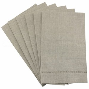 新品6 Pack - CleverDelights Natural Linen Hemstitched Hand Towels - 36cm x 60cm - 100 Linen - Tea Towels