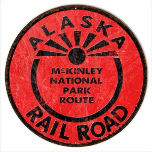 新品ガレージアートサイン アラスカ鉄道 レプリカ 鉄道 メタルサイン 30x30 ラウンド