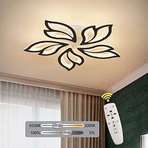 新品Garwarm LED Ceiling Light Fixture 60W Modern Leaves Ceiling Lamp Dimmable Black Flush Mount Ceiling Chandelier for Liv