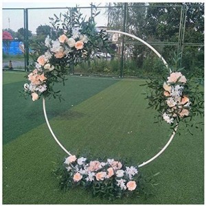 新品TYSXZY Wedding Arch Props Backgroundround Ring Iron Wedding Decorative Backdrop Circle Arch Lawn Silk Artificial Flower
