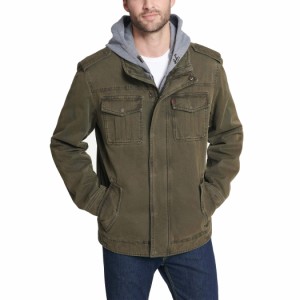 リーバイス Levis Mens Big-Tall Washed Cotton 4 Pocket Hoody Jacket with Sherpa Lining Olive LargeTall 送料無料