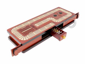 House of Cribbage - 連続クリベッジボード  ブラッドウッドに埋め込まれたボックス  メープル  