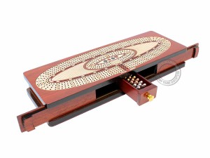 House of Cribbage - 連続クリベッジボード  ブラッドウッドに埋め込まれたボックス  メープル  