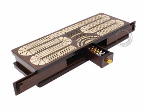 House of Cribbage - 連続クリベッジボード  ウェンジウッドに埋め込まれたボックス  メープル  