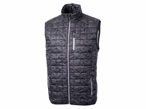 カッターアンドバック Cutter  Buck Rainier Primaloft Mens Eco Insulated Full Zip Printed Puffer Vest Black XX-Lar