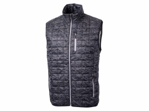 カッターアンドバック Cutter  Buck Rainier Primaloft Mens Eco Insulated Full Zip Printed Puffer Vest Black Small 