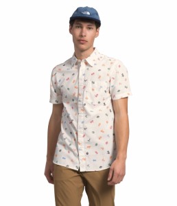 ザノースフェイス THE NORTH FACE Mens Short Sleeve Baytrail Pattern Button-Down Shirt Gardenia White Snakes On A Pla