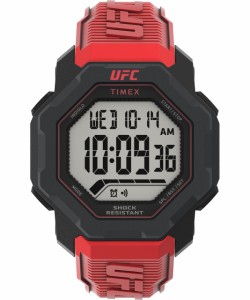 タイメックス Timex UFC メンズ ノックアウト 48mm 腕時計 - レッドストラップ デジタルダイヤル 